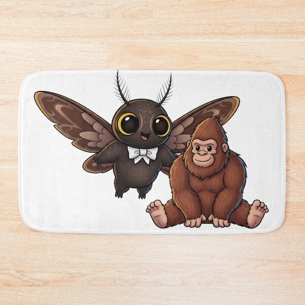 Item preview, Cute Cryptid Friends – Bigfoot & Mothman Art designed and sold by Strange Comforts.