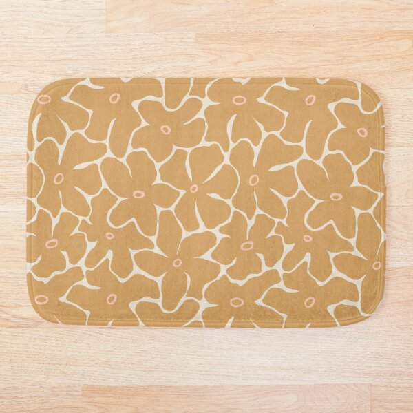 Item preview, Modern Retro Abstract Floral | Ochre Yellow Canvas Texture Pattern for Apparel & Home Decor designed and sold by Millefolia Design .