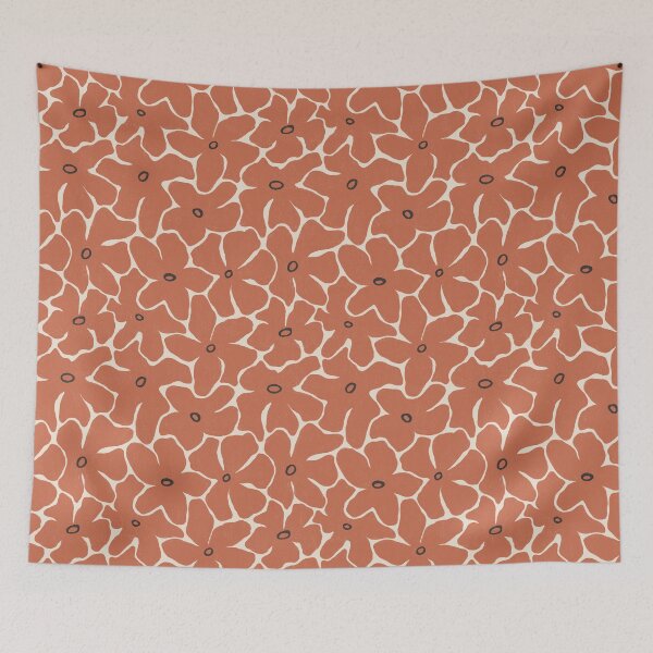 Item preview, Modern Retro Abstract Floral | Red Clay Canvas Texture Pattern for Apparel & Home Decor designed and sold by Millefolia Design .