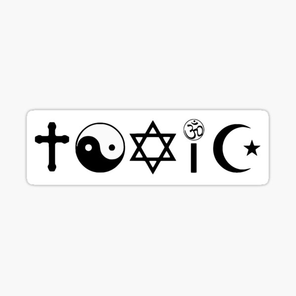 Vista previa del artículo con la obra «La religión es tóxica», diseñado y vendido por Angry Swan Designs.