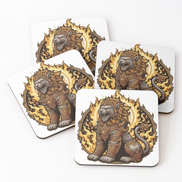 Item preview, Thai Fire Lion – Mythical Guardian Beast in Golden Armor designed and sold by WilaStyle.