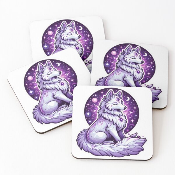 Item preview, Cosmic Spirit Wolf – Third Eye Celestial Animal in Purple Galaxy designed and sold by WilaStyle.
