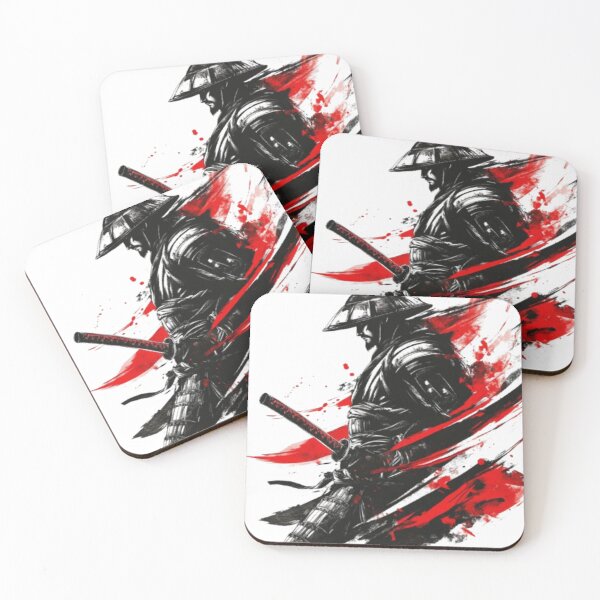 Item preview, Ink Samurai Warrior – Red and Black Brush Art with Katana designed and sold by WilaStyle.