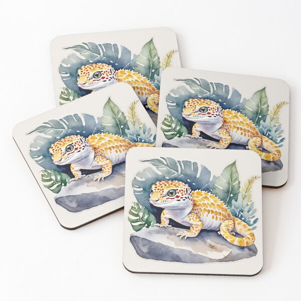 Item preview, Leopard gecko on a rock,  Water Paint lizard  designed and sold by Moonde04.