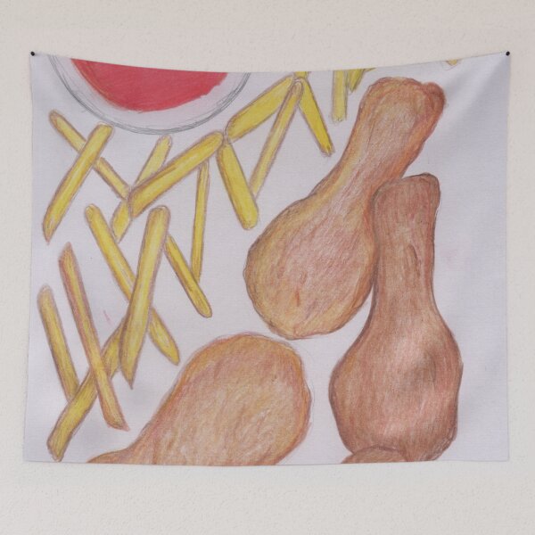 Item preview, Chicken and chips with sauce designed and sold by Artbysarah23.