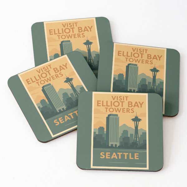 Item preview, Visit Eliot Bay Towers, Seattle – Frasier-Inspired Vintage Travel Poster designed and sold by Deliberate Creations.