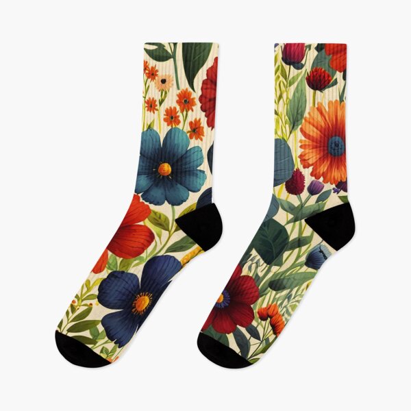 Item preview, Retro Garden Burst Floral Pattern on Cream Background designed and sold by Chinx49.