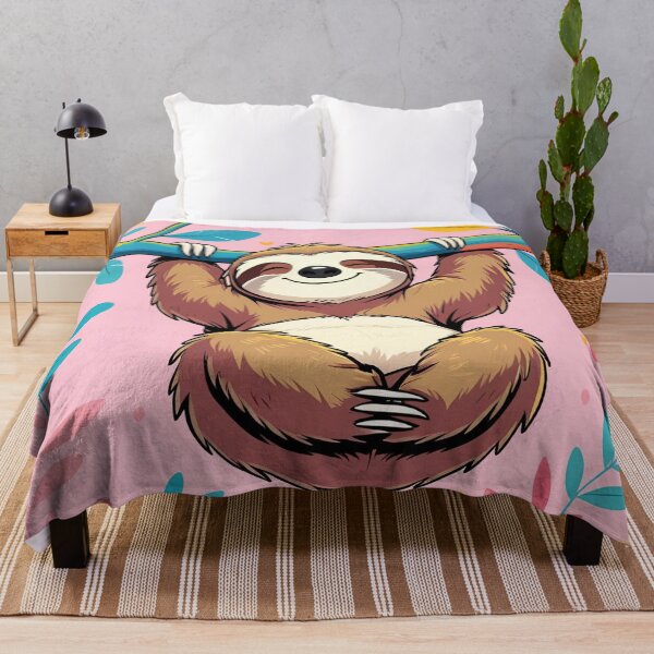 Item preview, Funny sloth hanging on a branch in pastel cartoon style designed and sold by Anna2492.