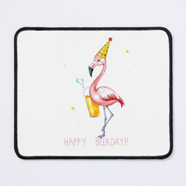Item preview, Happy Beer-day beer Gift cute meme flamingo designed and sold by CheeseBlueprint.