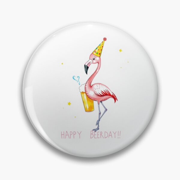 Item preview, Happy Beer-day beer Gift cute meme flamingo designed and sold by CheeseBlueprint.