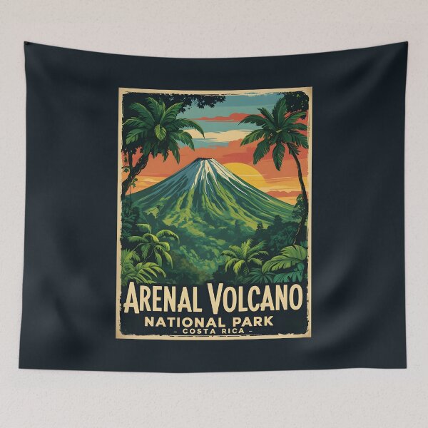 Item preview, A Vintage Illustration of Arenal Volcano National Park - Costa Rica  designed and sold by GoodOldVintage.
