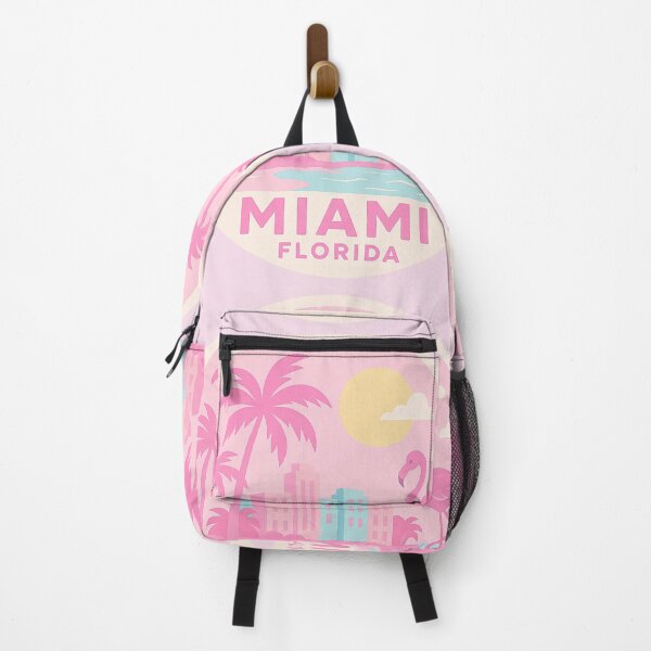 Item preview, Miami Pink Travel Sticker with Palm Trees, Florida Travel Sticker, Flamingo Travel Sticker designed and sold by SusannesArtShop.