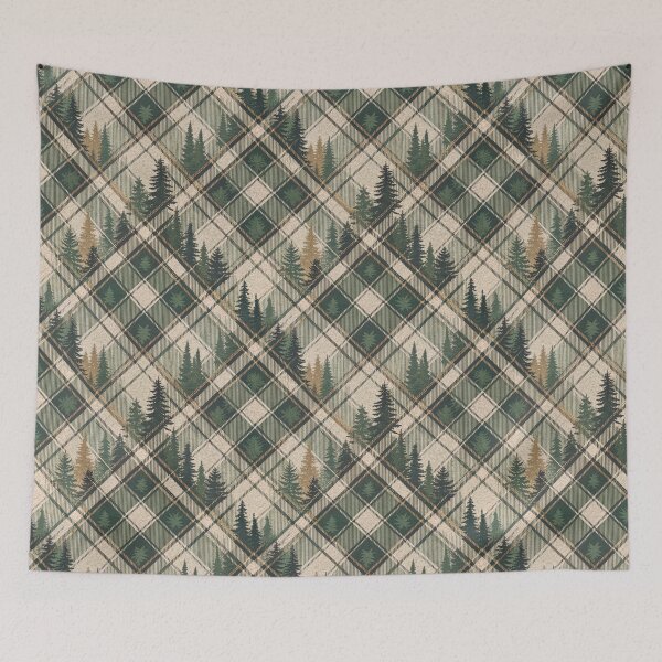 Item preview, Rustic Green Plaid Seamless Pattern with Pine Trees. designed and sold by RGShirtWorks.