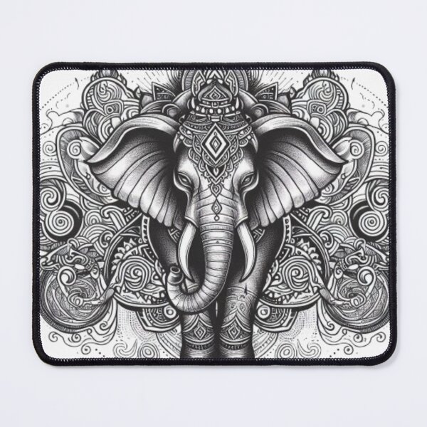 Item preview, Sacred Elephant Mandala – Thai Line Art with Spiritual Symbolism designed and sold by WilaStyle.