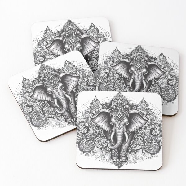 Item preview, Sacred Elephant Mandala – Thai Line Art with Spiritual Symbolism designed and sold by WilaStyle.