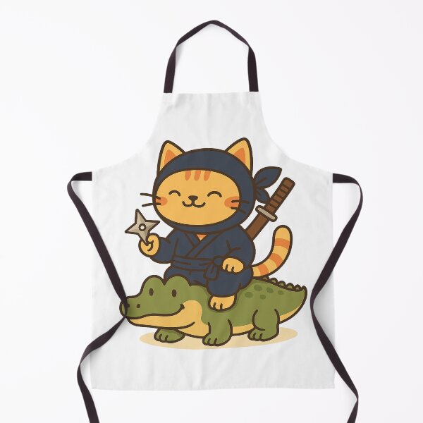 Item preview, Ninja Cat on Crocodile designed and sold by Raku..
