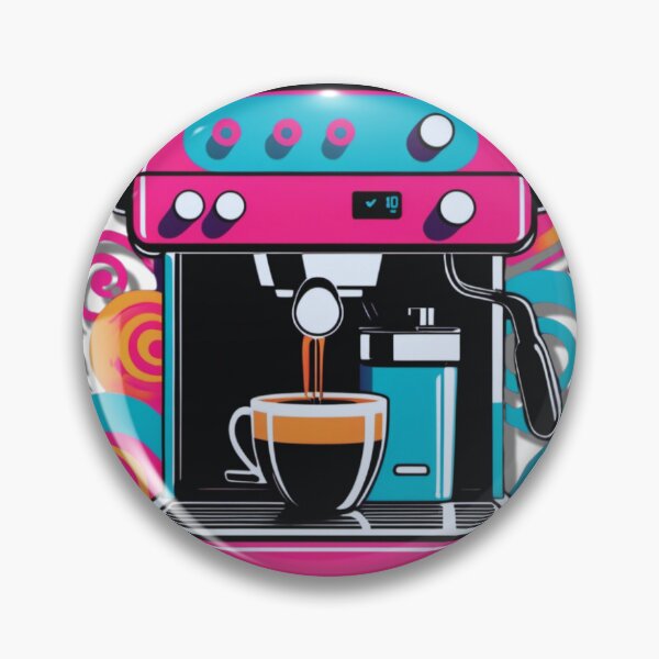 Item preview, Retro Neon Coffee Machine – 80s Aesthetic Espresso Art designed and sold by Timeless Design.