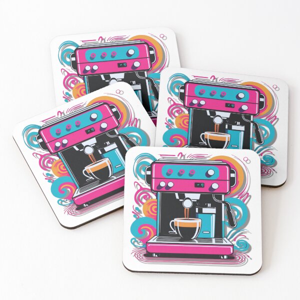 Item preview, Retro Neon Coffee Machine – 80s Aesthetic Espresso Art designed and sold by Timeless Design.