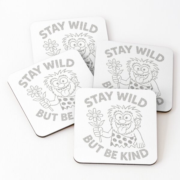 Item preview, Stay Wild But Be Kind - design featuring a cheerful caveman with a flower designed and sold by Adelberton.
