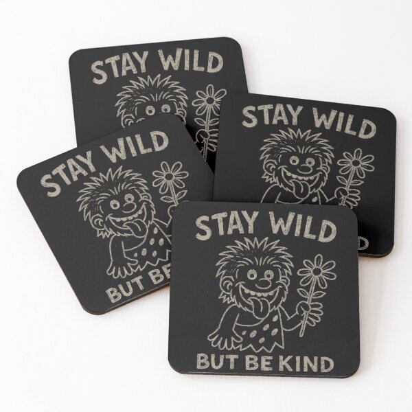 Item preview, Stay Wild But Be Kind - design featuring a cheerful caveman with a flower designed and sold by Adelberton.