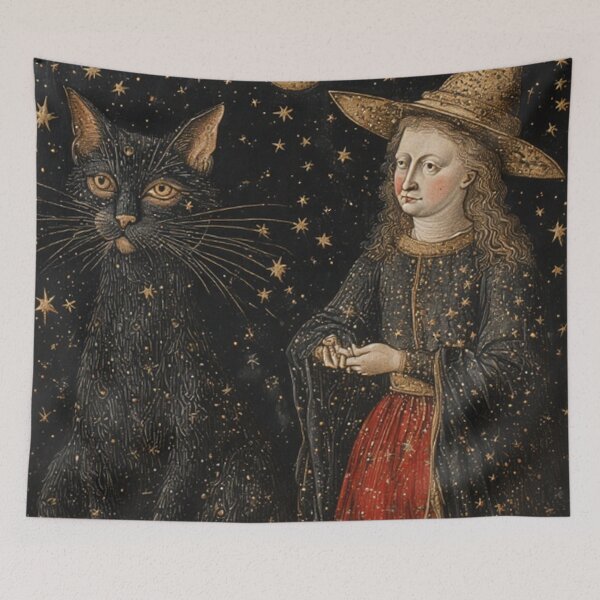 Item preview, Medieval Witch & Black Cat  designed and sold by TheDarkWardrobe.