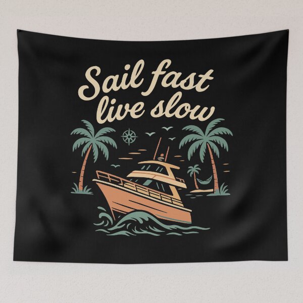 Item preview, Sail Fast Live Slow Captain Boat Nautical vintage designed and sold by LuminOrb.