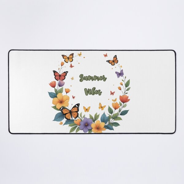 Artikelvorschau, Sommerstimmung – Blumenkranz mit Schmetterlingen Positives Sommerdesign entworfen und verkauft von Pixel--Threads.