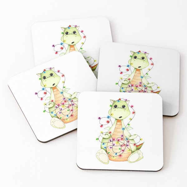 Item preview, Cute watercolor dragon with Christmas lights  designed and sold by MilediVinter.