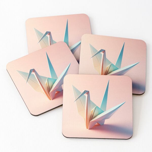 Artikelvorschau, Origami-Kranich – Minimalistisches Vogel-Design aus Papier mit Pastellfarbverlauf entworfen und verkauft von ashokreddy343.