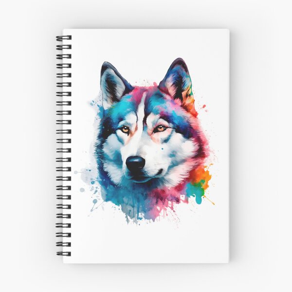 Item preview, Husky, wolf  water colour, colourful Art Splash (2) designed and sold by MyCancerandMe.