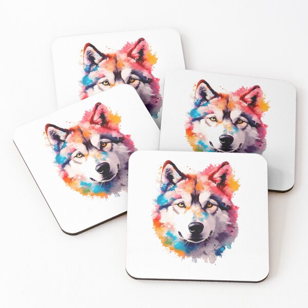 Item preview, Husky, wolf  water colour, colourful Art Splash (1) designed and sold by MyCancerandMe.
