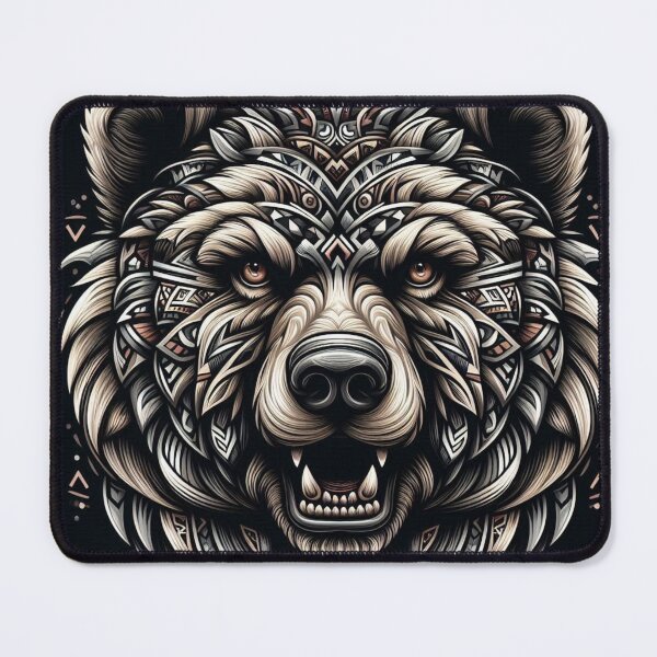 Item preview, Tribal Bear Head – Bold Motif Design with Indigenous Style designed and sold by ashokreddy343.