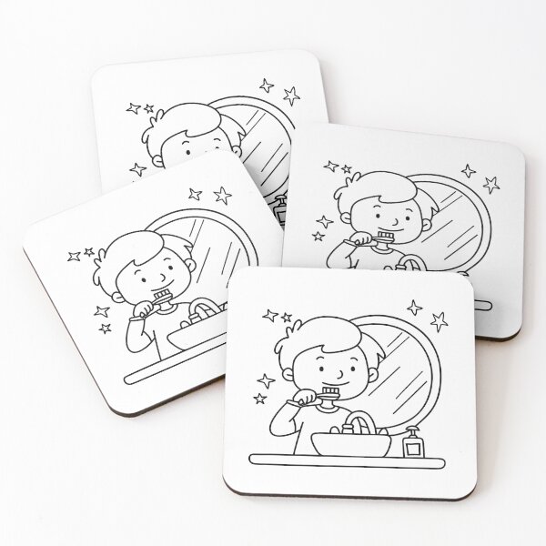 Item preview, Illustration of a kid brushing teeth in the sink with mirror and toothpaste splatters designed and sold by rasagamastore.