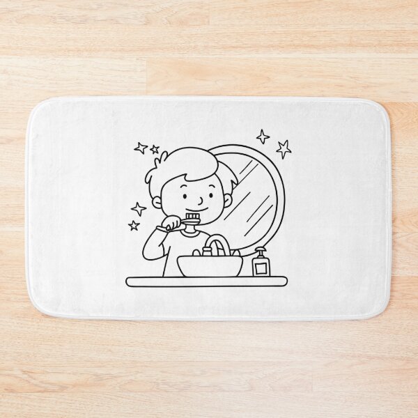 Item preview, Illustration of a kid brushing teeth in the sink with mirror and toothpaste splatters designed and sold by rasagamastore.
