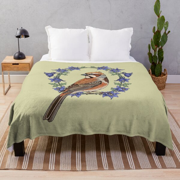 Item preview, Colorado Lark Bunting Bird Surrounded By Blue Columbine designed and sold by taiche.
