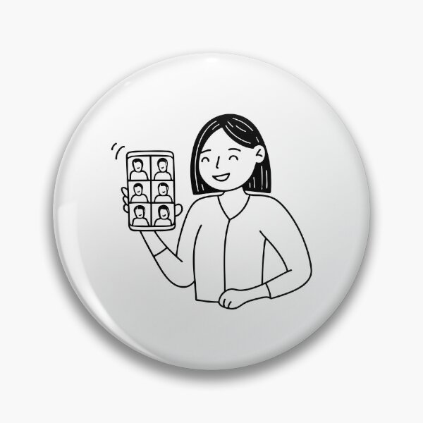 Item preview, Illustration of a person holding a smartphone, screen shows smiling faces in video call grid designed and sold by rasagamastore.