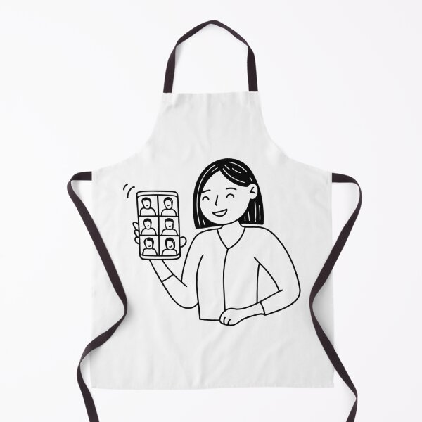Item preview, Illustration of a person holding a smartphone, screen shows smiling faces in video call grid designed and sold by rasagamastore.