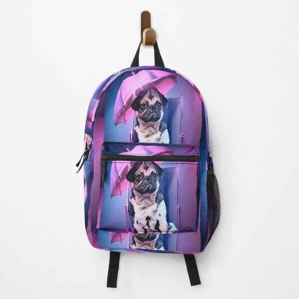 Item preview, Pug dog underneath pink umbrella designed and sold by Jennifer Morcom.