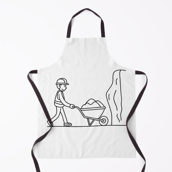 Item preview, Illustration of a worker pushing a cart full of rocks near a cliff edge designed and sold by rasagamastore.