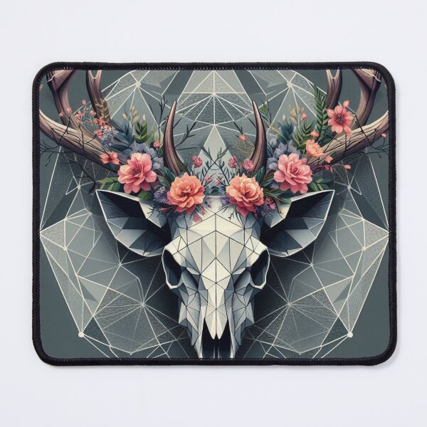 Item preview, Geometric Deer Skull – Floral Antlers Botanical Gothic Design designed and sold by ashokreddy343.