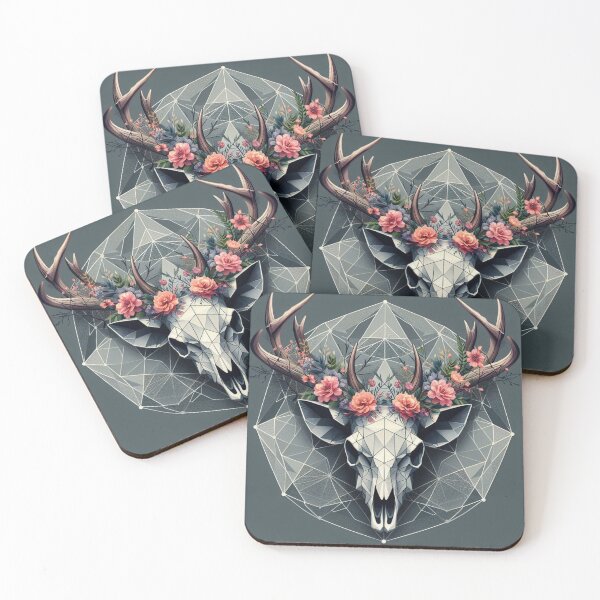 Item preview, Geometric Deer Skull – Floral Antlers Botanical Gothic Design designed and sold by ashokreddy343.