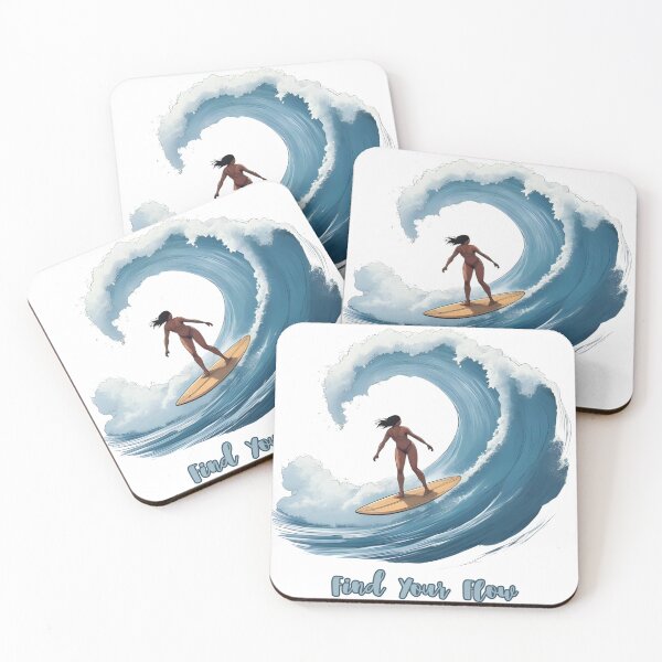 Item preview, Find Your Flow – Surfing Inside the Wave Motivational Surf Design designed and sold by Pixel--Threads.