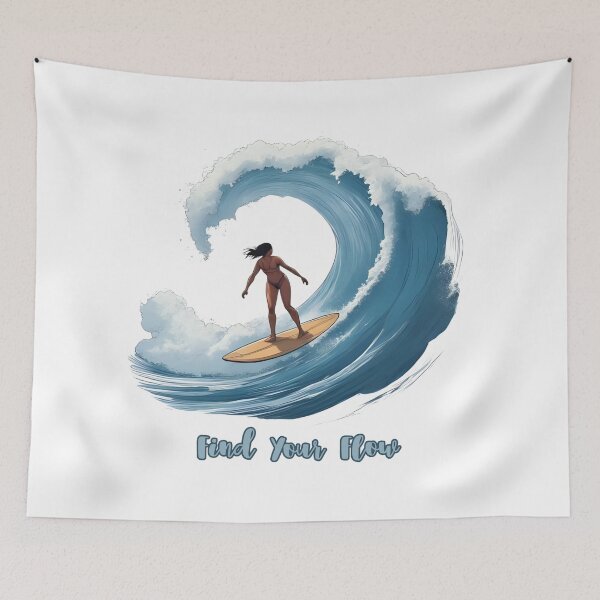Item preview, Find Your Flow – Surfing Inside the Wave Motivational Surf Design designed and sold by Pixel--Threads.