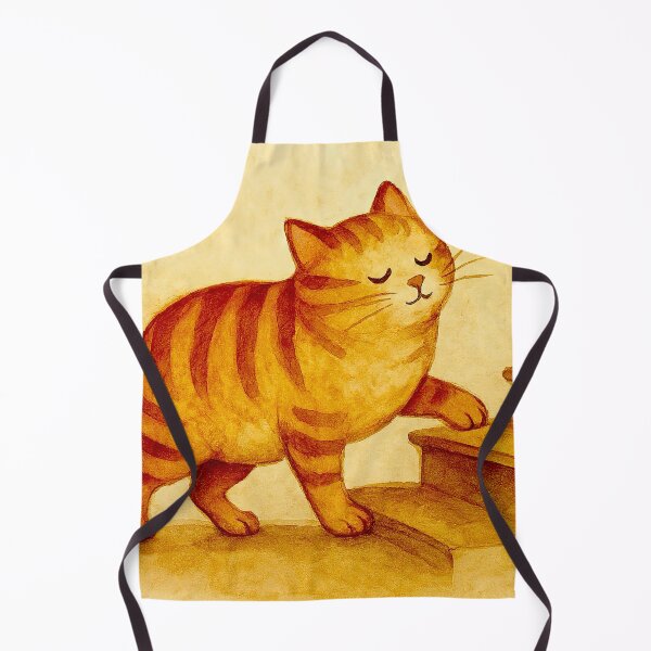 Item preview, Red cat on the stairs designed and sold by Steffani Lehmann.