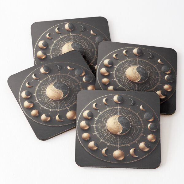 Item preview, Gold Moon Phases – Delicate Lunar Cycle Chart on Black designed and sold by ashokreddy343.