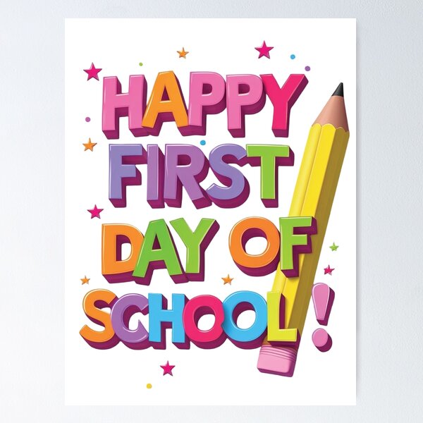 Aperçu de l'œuvre Joyeux premier jour d'école ! Conception graphique colorée pour la rentrée scolaire créée et vendue par Nubrixa-Studio.