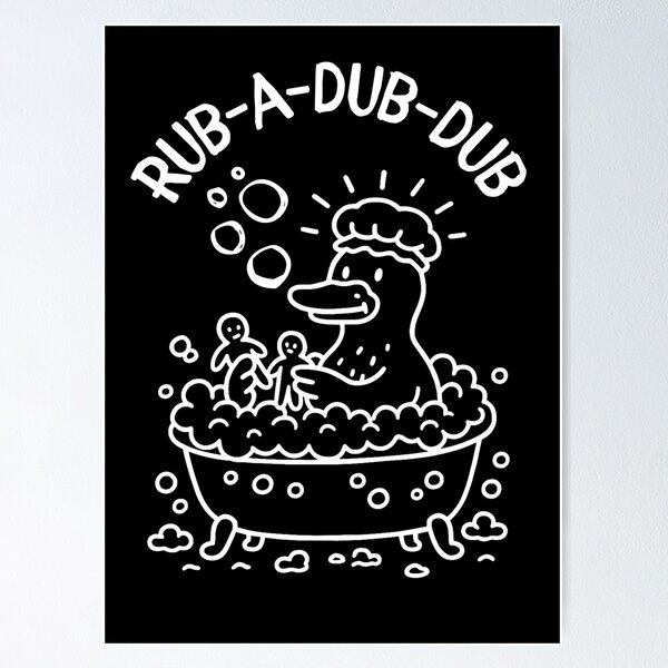 Item preview, Rub-a-dub-dub Funny Duck Bubble Bath Doodle White – Cute Animal Humor Tee designed and sold by Thehatinthecat.