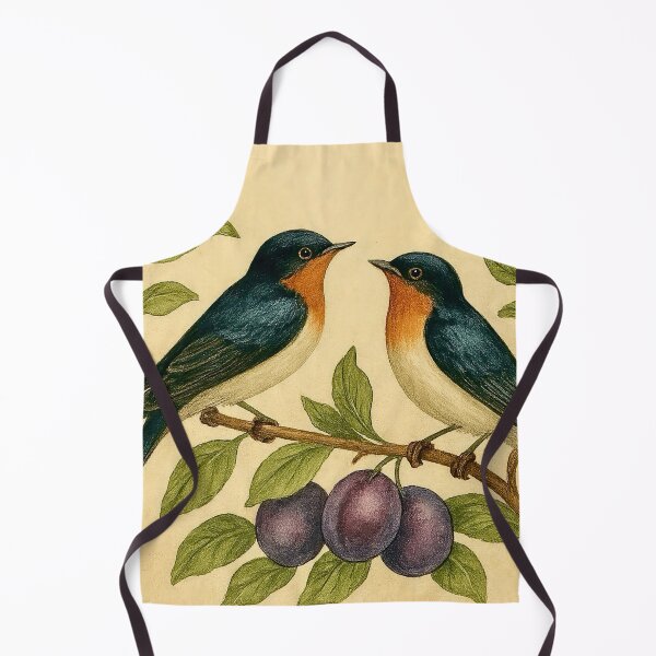 Item preview, Two swallows sit between the plums designed and sold by Steffani Lehmann.