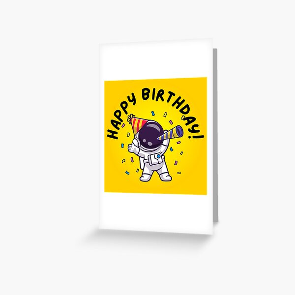 Item preview, Happy Birthday Astronaut – Party Hat & Horn Round Yellow Sticker designed and sold by Miss Dewberry.