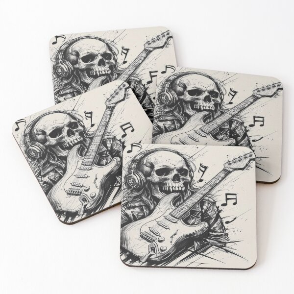Artikelvorschau, Totenkopf Gitarre Digital Kunstdruck | Gothic Rock Poster für Wanddekoration entworfen und verkauft von NazikАnna.